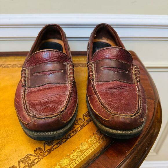 Sperry Top Sider WETLAND Moccasin Brown Leather Slip On Preppy Penny Loafers 9.5 main image 3